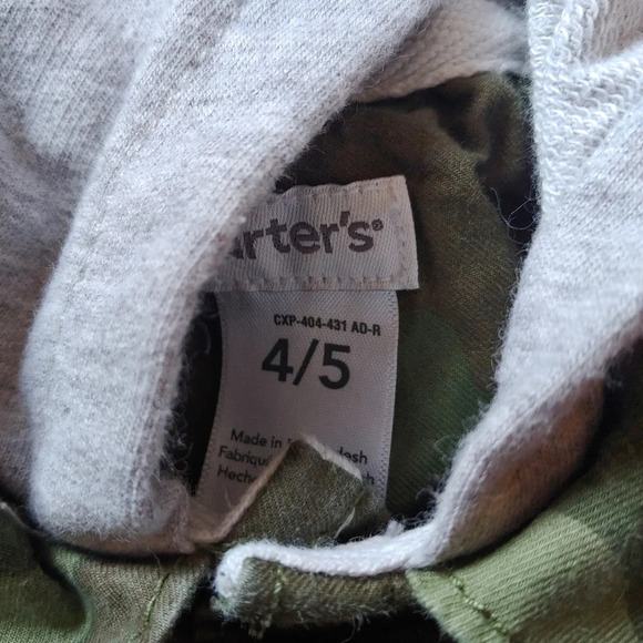 Carters Long Sleeve Button Down Camo Top With Hood Size Boy's 4/5 - Picture 3 of 4